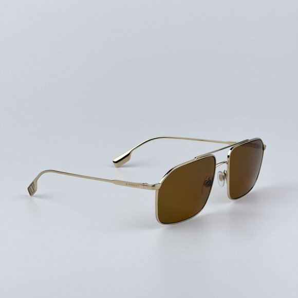 Burberry Men BRAND NEW Sunglasses Gold Brown Polarized Rectangular BE3130 110983 - Picture 6 of 9